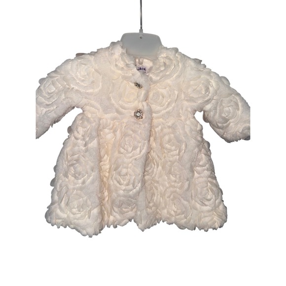 Blueberi  Boulevard Baby Girls Floral coat Jacket Ivory size 6/9M - Picture 1 of 8